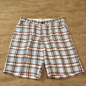 Indigo Palms Plaid Flat Front Shorts